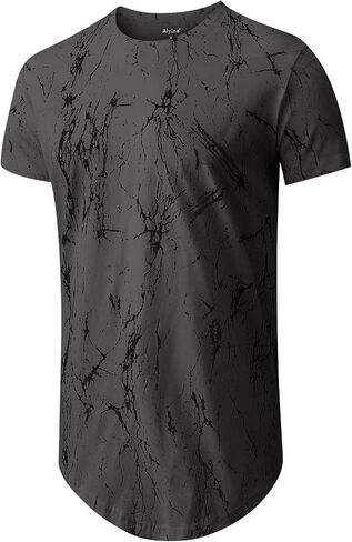 Aiyino Men's Hipster Hip Hop Ripped Round Hemline Pattern Print T Shirt in Saudi Arabia