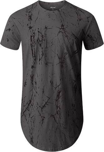 Aiyino Men's Hipster Hip Hop Ripped Round Hemline Pattern Print T Shirt in Saudi Arabia