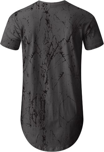 Aiyino Men's Hipster Hip Hop Ripped Round Hemline Pattern Print T Shirt in Saudi Arabia