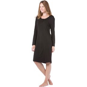Fishers Finery Women's Ecofabric Henley Nightshirt | Long Sleeve | Below Knee | EcoFlannel EcoFleece Options