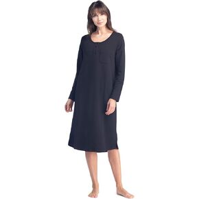 Fishers Finery Women's Ecofabric Henley Nightshirt | Long Sleeve | Below Knee | EcoFlannel EcoFleece Options