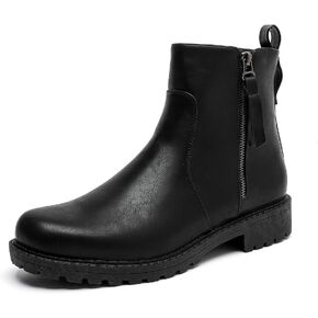 MEMON Women's Chelsea Boots Slip-on Fashion Low Heeled Booties for Women Casual Comfortable Black Ankle Booties Shoes