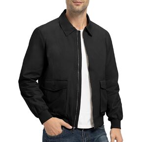 Rdruko Men's Cotton Lightweight Jackets Casual Work Golf Coats with 6 Pockets
