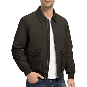Rdruko Men's Cotton Lightweight Jackets Casual Work Golf Coats with 6 Pockets