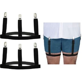 Adjustable Shirt Garters with Locking, Non-Slip Clips (1-Pair) For Men And Women By Comfy Deluxe - Elastic Shirt Stays With Clip, Easy To Wear & Keep Shirts Tucked In, For All Types Of Shirts