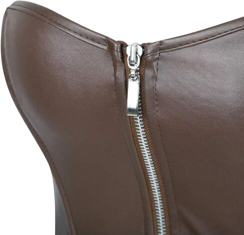 Blidece Women's Punk Rock Faux Leather Steampunk Corset Set Retro Goth overbust steel Bustier with Skirt in Kuwait