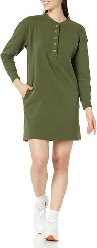 فستان سويت شيرت نسائي من Amazon Essentials منسوج Henley (متوفر بمقاس كبير) in Kuwait