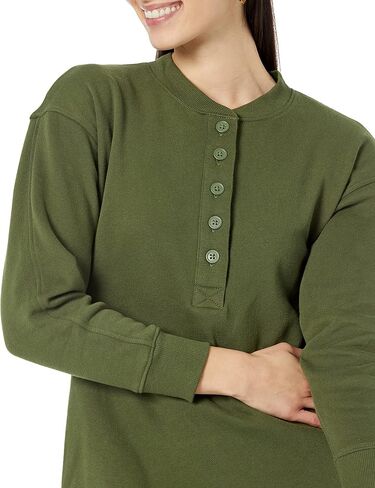 فستان سويت شيرت نسائي من Amazon Essentials منسوج Henley (متوفر بمقاس كبير) in Kuwait