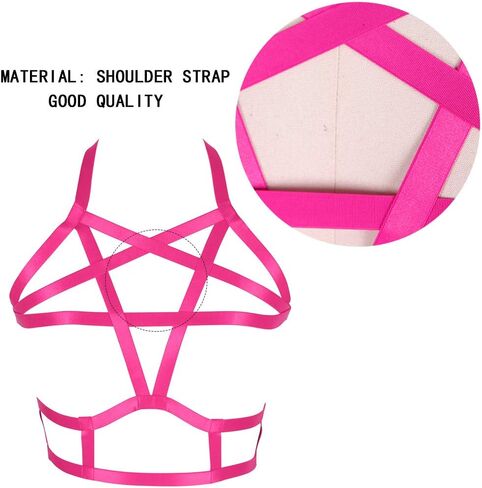 Pentagram Body Harness for Women Bra Lingerie cage Top Punk Plus Size Chest Strap Belts Halloween Festival Rave in Kuwait
