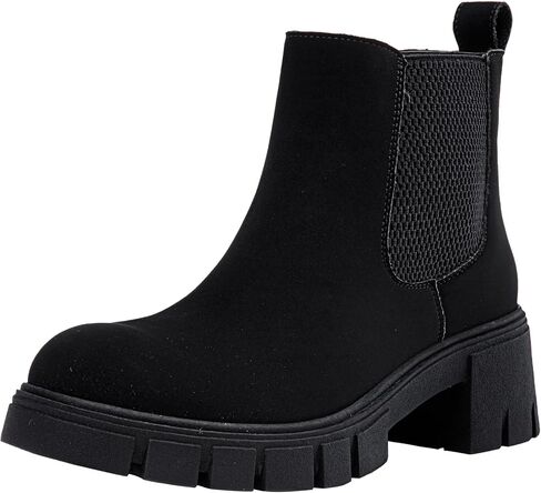 Women's Chunky Platform Chelsea Ankle Boots, Slip On Design | Comfortable dressy booties,memory foam insole and elastic side panels,polished styling for work and weekends in Saudi Arabia