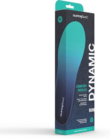 حشو حذاء رياضي مرن ومريح من Superfeet Dynamic Run للجري، أخضر طيفي، 9.5-11 للرجال / 10.5-12 للنساء in Kuwait