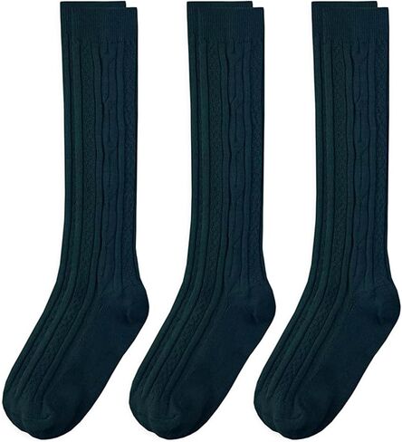Jefferies Socks Girls 7-16 School Uniform Acrylic Cable Knee High 3 Pair Pack in Saudi Arabia