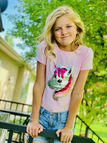 HH Family Flip Sequin Unicorn Shirt Tee for Girls 3-12 Years in Kuwait