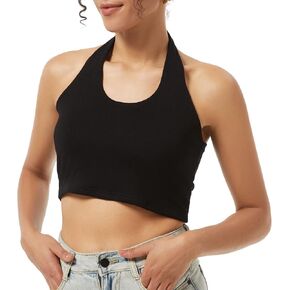 Vonwin Halter Tank Tops for Women Sexy Summer Basic Sleeveless Crop Top for Teen Girls Backless Cute Casual