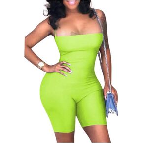 ECHOINE Women's Sexy Bodycon Romper Spaghetti Strap Short Pants One Piece Jumpsuits Clubwer