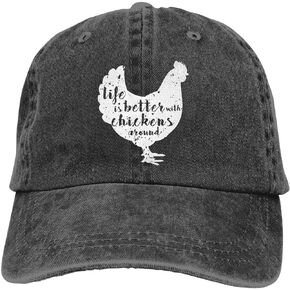Life is Better with Chickens Around Vintage Adjustable Ponytail Cowboy Cap Gym Caps for Female Women Gifts
