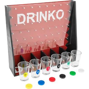 Fairly Odd Novelties DRINKO Drinking Game - Social Shot Glass Party Fun for Groups & Couples - Multicolor, Glass Shots, Durable Board with Metal Pegs - The Ultimate Party Starter!