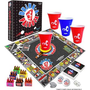 DRINK-A-PALOOZA Board Game: Fun Drinking Games for Couples Game Night | The Drinking Board Game for Parties That Combines Beer Pong + Flip Cup + Kings Cup Card Game and All The Best Drinking Games