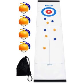 Elite Sportz Equipment Curling Game - Tabletop Games for Adults, Kids & Families - 4 Ft x 1 Ft Mat for Indoor Fun w/Bonus Travel Bag - Ages 6 & Up in Kuwait