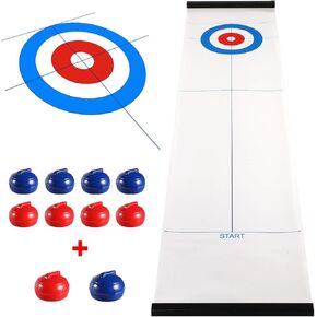 Yobbi Tabletop Curling Game for Kids, Adults & Family. Fun Indoor Sports Game for Everyone. Come with 8+2 Tabletop Curling Stones. Easy to Set Up, Play & Portable. in Saudi Arabia