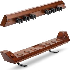 GoSports Wall Mounted Pool Cue Stick Holder - Holds 6 Cues and 2 Triangle Racks - Multiple Colors Available in Kuwait