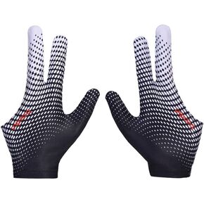 EXCEART 3 Fingers Glove Billiard Glove Elastic 3 Fingers Show Gloves for Shooters Carom Pool Snooker Cue Sport (Black and White) in Saudi Arabia