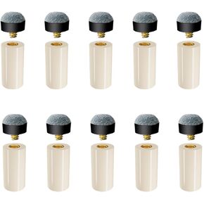 GSE 10 Pieces 12mm/13mm Billiard Pool Tips, Soft/Hard Screw-on Tips Replacement or White Pool Cue Stick Nylon Ferrules Replacement