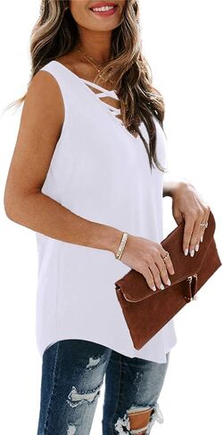 قمصان بدون أكمام للسيدات من Sipaya، قمصان صيفية كاجوال، قمصان كامي أساسية بأربطة، S-XL in Kuwait