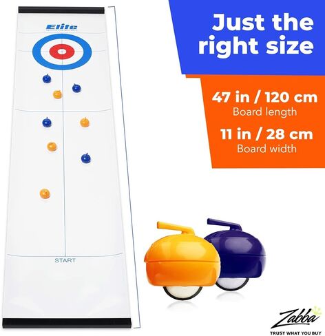 Elite Sportz Equipment Curling Game - Tabletop Games for Adults, Kids & Families - 4 Ft x 1 Ft Mat for Indoor Fun w/Bonus Travel Bag - Ages 6 & Up in Kuwait
