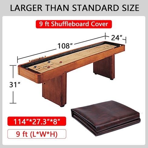 YDDS Waterproof Shuffleboard Table Cover for Shuffleboard Table 9ft or 12ft Heavy Duty Leatherette Furniture Cover in Kuwait