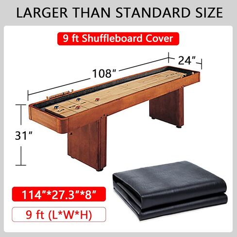 YDDS Waterproof Shuffleboard Table Cover for Shuffleboard Table 9ft or 12ft Heavy Duty Leatherette Furniture Cover in Kuwait