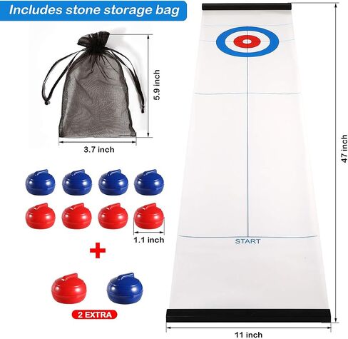 Yobbi Tabletop Curling Game for Kids, Adults & Family. Fun Indoor Sports Game for Everyone. Come with 8+2 Tabletop Curling Stones. Easy to Set Up, Play & Portable. in Saudi Arabia