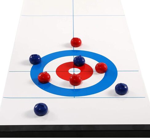 Yobbi Tabletop Curling Game for Kids, Adults & Family. Fun Indoor Sports Game for Everyone. Come with 8+2 Tabletop Curling Stones. Easy to Set Up, Play & Portable. in Saudi Arabia