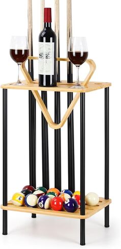 smusei Pool Stick Holder Pool Cue Holder Pool Cue Stick Rack Floor Stand Billiard Stick Holder Pool Table Accessories for Billiard Room Game Room Club Holds 6 Cues, Black in Kuwait