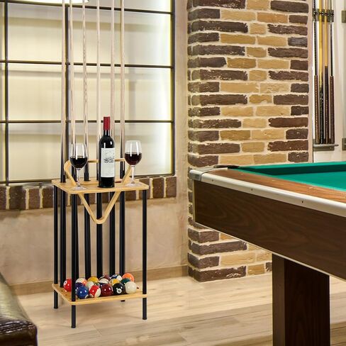 smusei Pool Stick Holder Pool Cue Holder Pool Cue Stick Rack Floor Stand Billiard Stick Holder Pool Table Accessories for Billiard Room Game Room Club Holds 6 Cues, Black in Kuwait