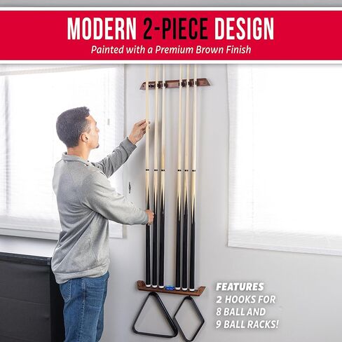 حامل عصا حمام السباحة المثبت على الحائط من GoSports - يحمل 6 قطع و2 رفوف مثلثة - متوفر بألوان متعددة in Kuwait