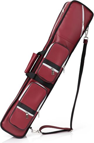 ICZW 4x8 Pool Cue Case Billiard Stick Carrying Case Leatherette Soft Cue Bag Hold 4 Butt 8 Shaft Red in Saudi Arabia