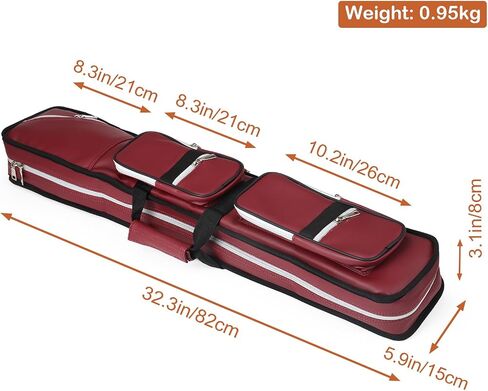 ICZW 4x8 Pool Cue Case Billiard Stick Carrying Case Leatherette Soft Cue Bag Hold 4 Butt 8 Shaft Red in Saudi Arabia
