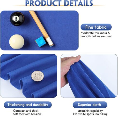قماش هوسميلي بلياردو، مفرش طاولة بلياردو بطول 8.5 قدم، قماش لباد طاولة البلياردو، واقي بلياردو مخلوط من النايلون واللباد مع 6 شرائط قماش، قدرة تمدد قماش فائقة لطاولة بلياردو بطول 8 أقدام in Kuwait
