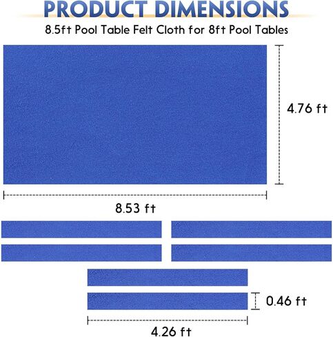 قماش هوسميلي بلياردو، مفرش طاولة بلياردو بطول 8.5 قدم، قماش لباد طاولة البلياردو، واقي بلياردو مخلوط من النايلون واللباد مع 6 شرائط قماش، قدرة تمدد قماش فائقة لطاولة بلياردو بطول 8 أقدام in Kuwait