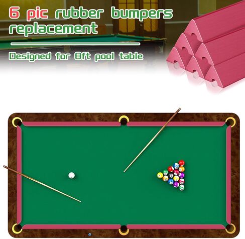 ليليفول 6 قطع من مصدات طاولة البلياردو و12 قطعة من اغطية وسائد طاولة البلياردو/البلياردو، مجموعة مصدات مطاطية بديلة K66 لملحقات طاولة البلياردو بطول 8 اقدام in Kuwait