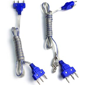 LEONARK Fencing Epee Saber Foil Body Cord - Fencing Head Wire Clamp Clip- Two-Pin Plug/Three-Pin Plug Clear Wire (Set of 2)