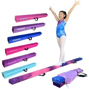 FC FUNCHEER 8FT Folding Balance Beam Gymnastics Beam Wood core Floor Beam with Anti-Slip Bottom Stainless Hinge and Carrying Bag …