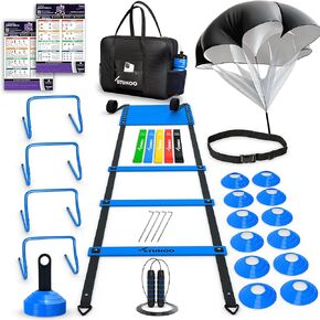 STUHOO Agility Training Equipment Set | Soccer Training Equipment for Kids | Agility Ladder Speed Training Equipment with Bag | Football Training Equipment with Hurdles, Cones for Footwork