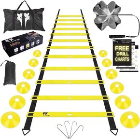 20ft Agility Ladder Agility Training Equipment, Speed Ladder, Football Ladder, Training Ladder, Soccer Ladder Workout, Football Training Kit, Soccer Training Kit with Drill Charts