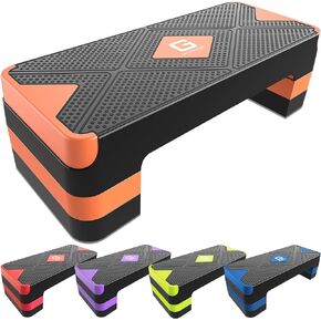 GYMMAGE Aerobic Exercise Step, Adjustable Aerobic Stepper for Exercise, Workout Step Platform for Step Up, 26.5" Step Deck with 4" 6" 8" Adjustable Height Risers, Women Home Gym Cardio Fitness