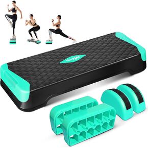 Yes4All 2-in-1 Adjustable Aerobic Step Platform Fitness Exercise Stepper with Rocker Balance Board Legs for Home Workout, Step Exercise & Balance Training