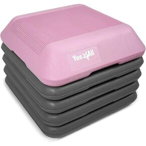 Yes4All 16"x16" Adjustable High Step Aerobic Platform with 4 Risers, Height-Adjustable 4"-6''-8''-10''-12" Step Aerobics Platform for Home Gym Exercise Fitness Workout