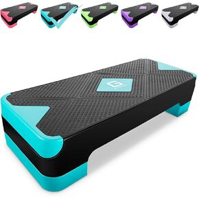 GYMMAGE Adjustable Workout Aerobic Stepper, Aerobic Exercise Step Platform with 2 Risers, Exercise Step Deck for Fitness, 26.5" Trainer Stepper with Non-Slip Surface Home Gym & Extra Risers Options