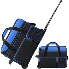 Double Roller Bowling Bag with Shoes Compartment, Large Capacity Bowling Ball Bag with Multi-Pockets for 2 Bowling Ball and Accessories, 2 Ball Bowling Bag with wheels & Retractable Handle in Kuwait